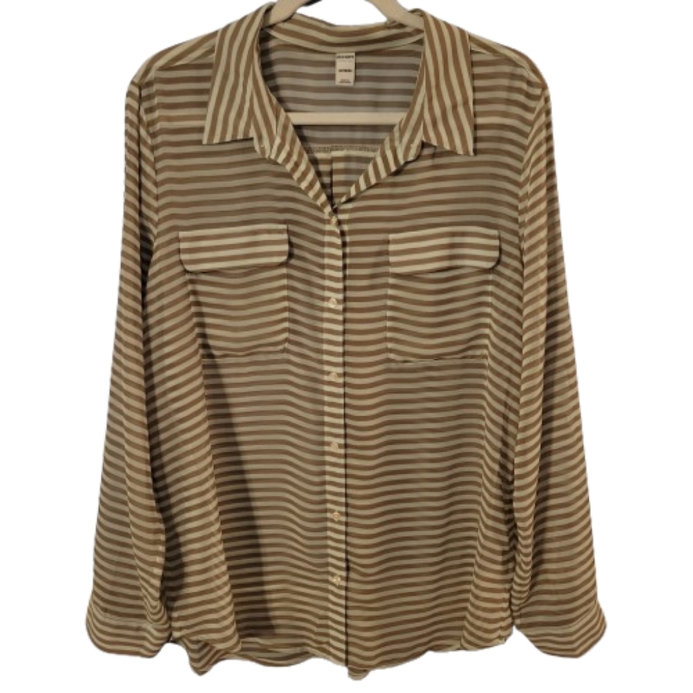 Old Navy sheer striped button-up blouse